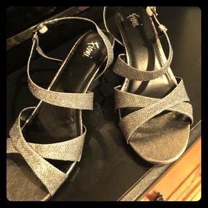 Silver, strappy heels